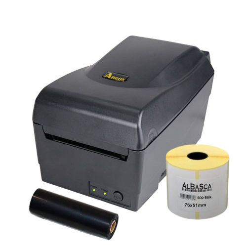 Etikettendrucker-Set: Argox OS-214EX Pro inkl. Karbonband & Reifenetiketten